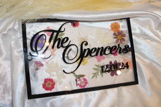 Pressed Flowers Acrylic Sign- Wedding Welcome Sign-Home Sign
