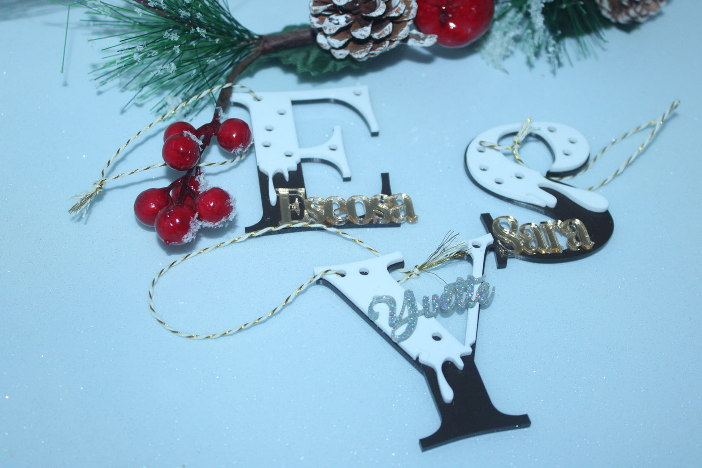 Gingerbread Initials Christmas ornaments