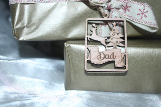5 cutout wooden Christmas gift tags