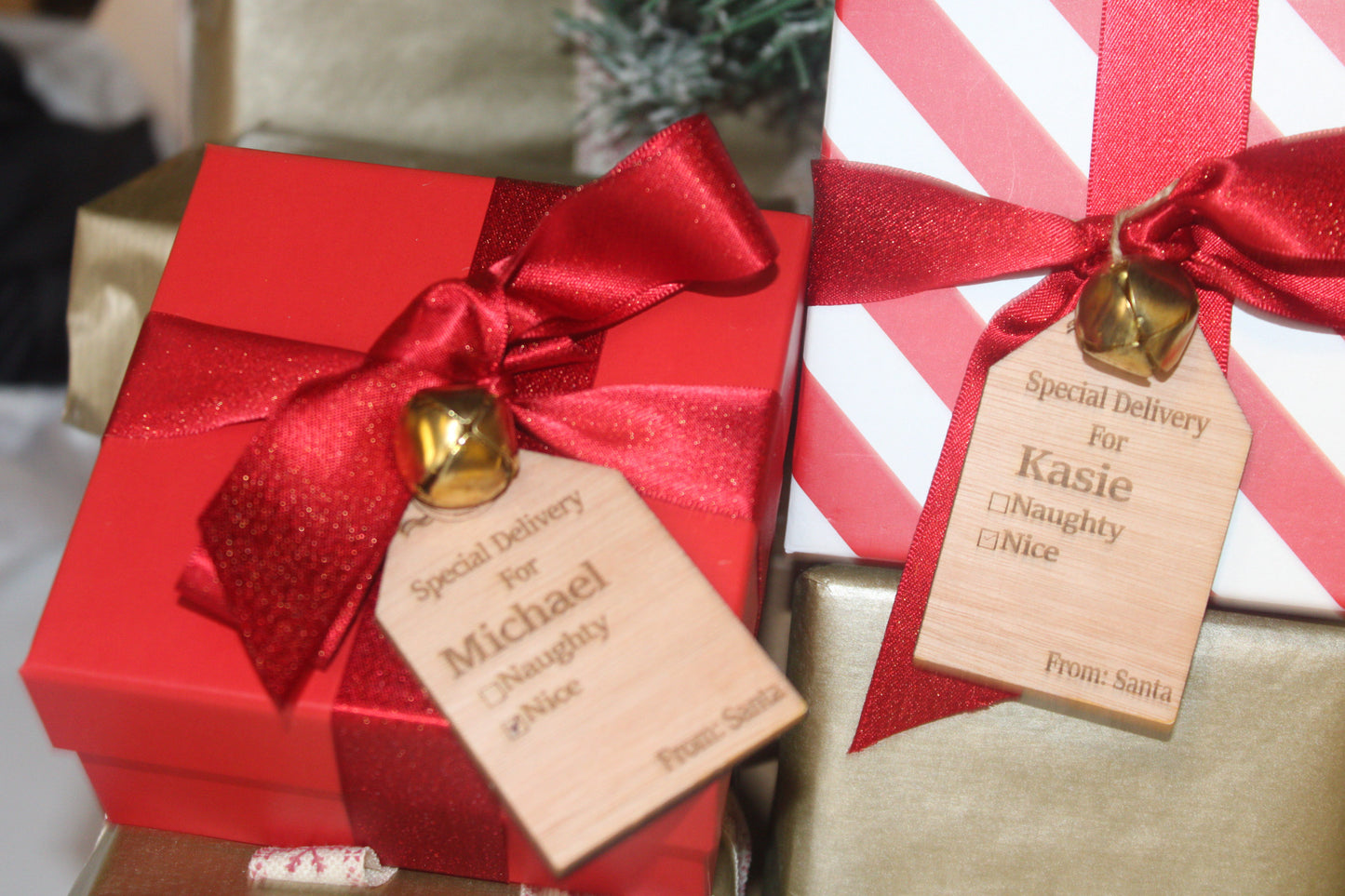 5 Custom wooden Christmas gift tags