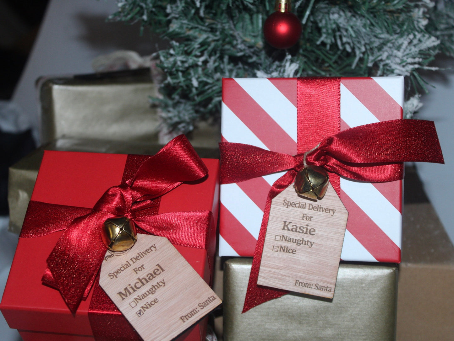 5 Custom wooden Christmas gift tags