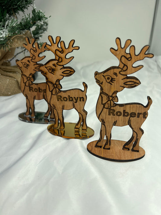 Wooden Reindeer Christmas place setting