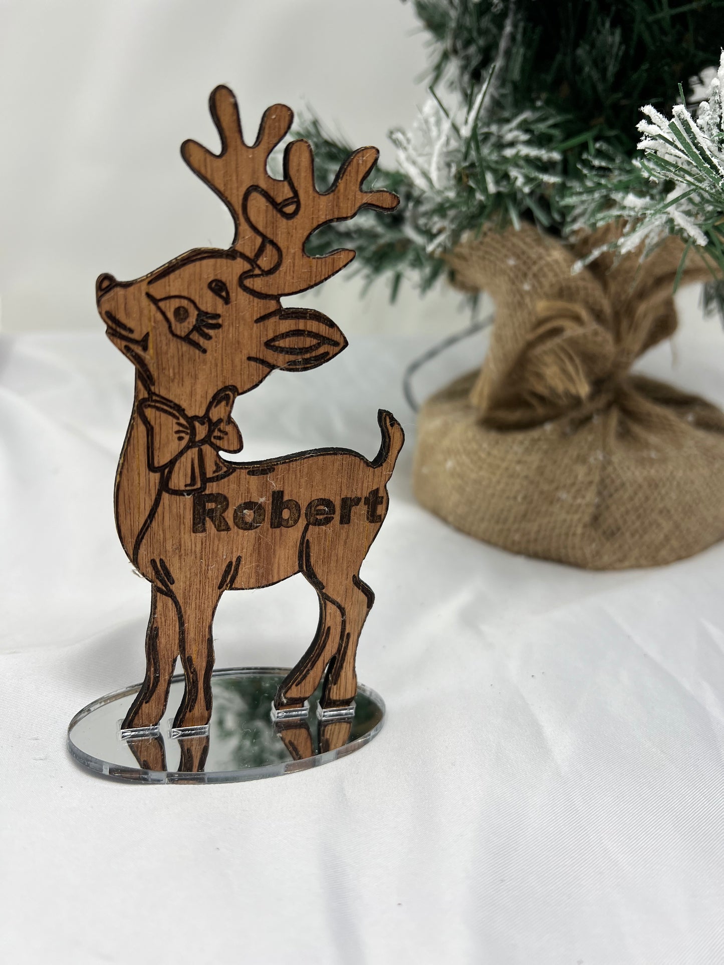Wooden Reindeer Christmas place setting