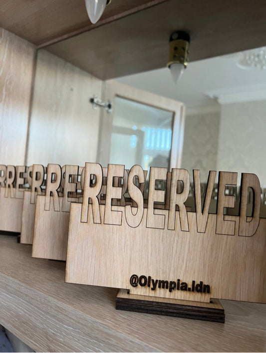 Wooden reserved Events sign