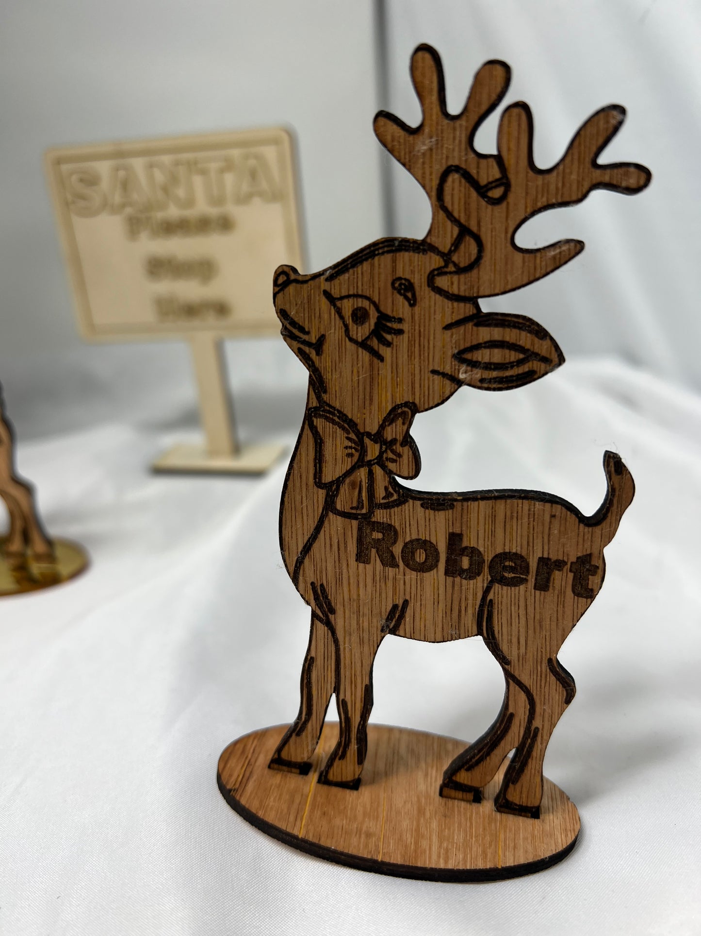 Wooden Reindeer Christmas place setting